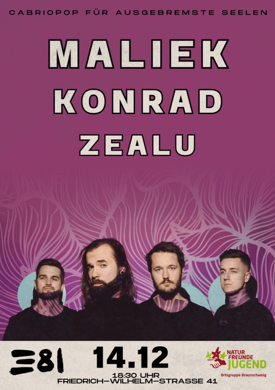 Konzert mit Maliek, Konrad und Zealu